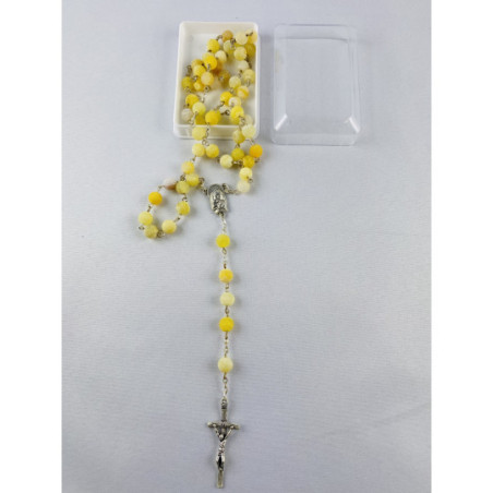 Różaniec - kamień naturalny - agat mrożony - Żółty - 8 mm